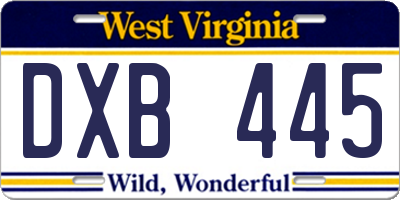 WV license plate DXB445