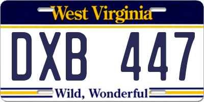 WV license plate DXB447