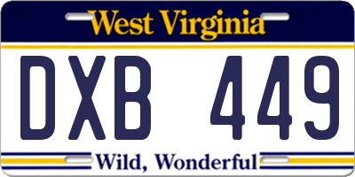WV license plate DXB449