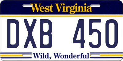 WV license plate DXB450