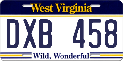 WV license plate DXB458
