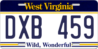 WV license plate DXB459
