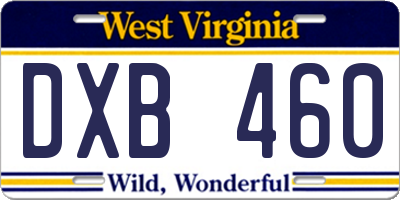 WV license plate DXB460