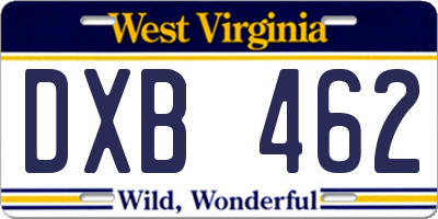 WV license plate DXB462