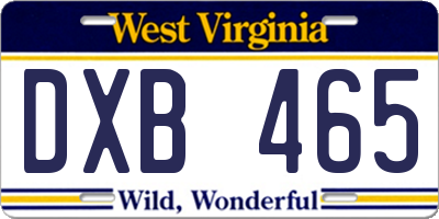 WV license plate DXB465
