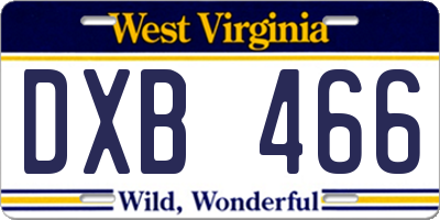WV license plate DXB466