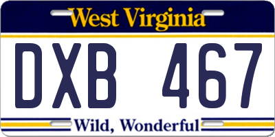 WV license plate DXB467