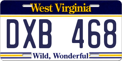WV license plate DXB468