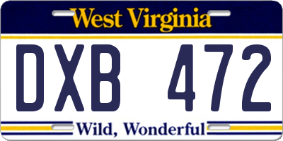WV license plate DXB472