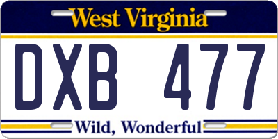 WV license plate DXB477