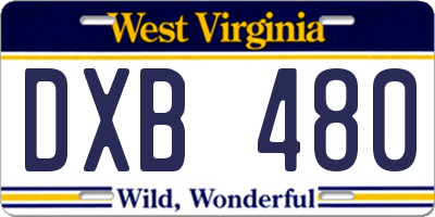 WV license plate DXB480