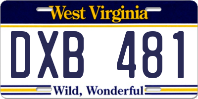 WV license plate DXB481