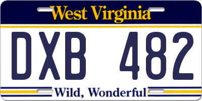 WV license plate DXB482