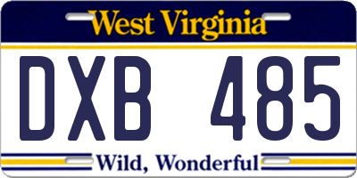 WV license plate DXB485