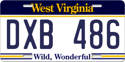 WV license plate DXB486
