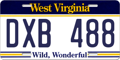 WV license plate DXB488