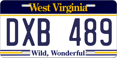 WV license plate DXB489