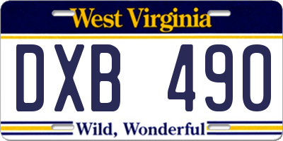 WV license plate DXB490