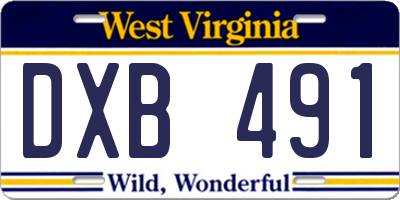 WV license plate DXB491
