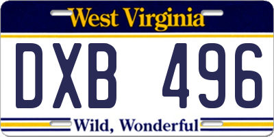 WV license plate DXB496