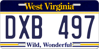 WV license plate DXB497