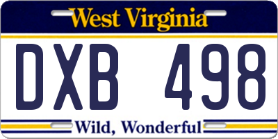 WV license plate DXB498