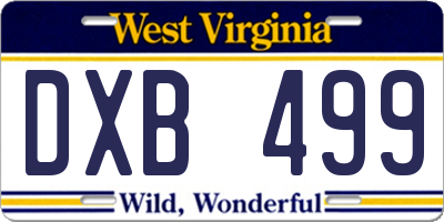 WV license plate DXB499
