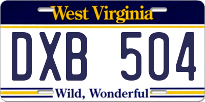 WV license plate DXB504
