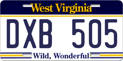 WV license plate DXB505