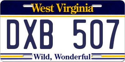 WV license plate DXB507
