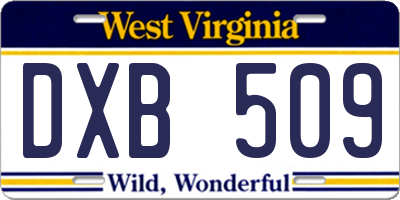 WV license plate DXB509