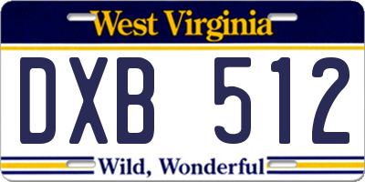 WV license plate DXB512