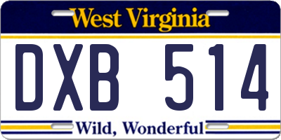 WV license plate DXB514