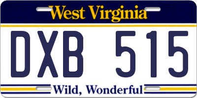 WV license plate DXB515