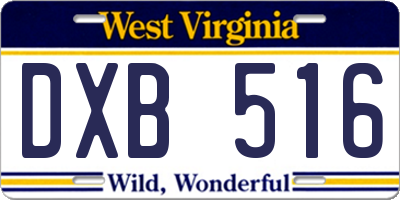 WV license plate DXB516