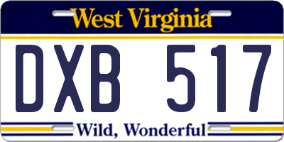 WV license plate DXB517