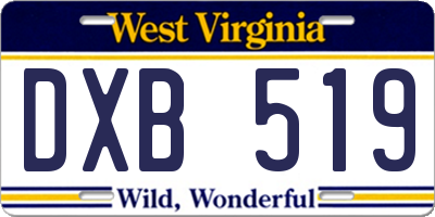 WV license plate DXB519