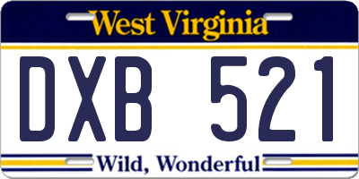 WV license plate DXB521