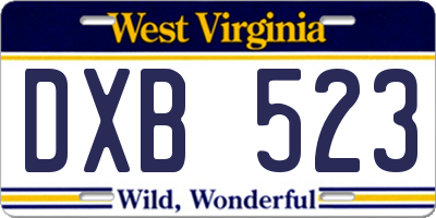 WV license plate DXB523