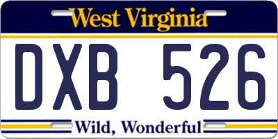 WV license plate DXB526