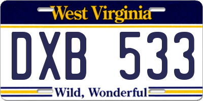 WV license plate DXB533