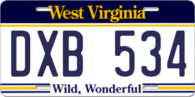 WV license plate DXB534