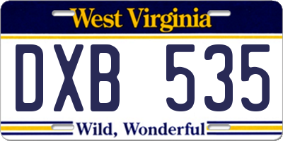 WV license plate DXB535