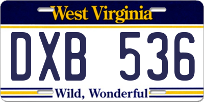 WV license plate DXB536