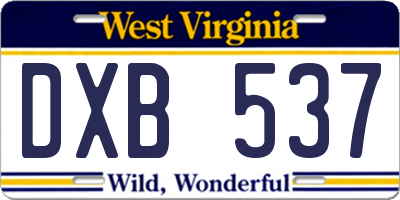 WV license plate DXB537