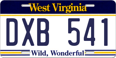 WV license plate DXB541