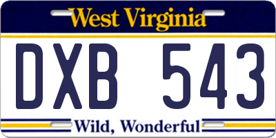 WV license plate DXB543