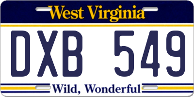WV license plate DXB549