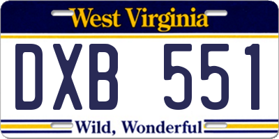 WV license plate DXB551