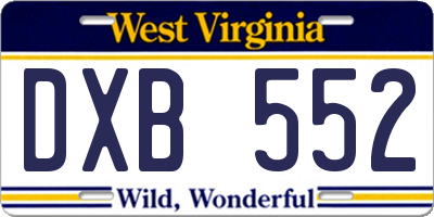 WV license plate DXB552